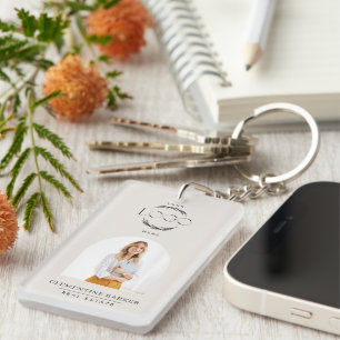 Porte-clés Badge de nom de l'agent immobilier moderne avec ar