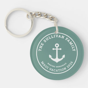 Porte-clés Badge de vacances en famille personnalisé vert sau