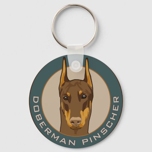Porte-clés Badge Doberman, Rouge (Recto)