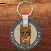 Porte-clés Badge Doberman, Rouge (Recto)