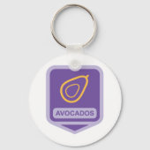 Porte-clés Badge minimaliste Avocado en violet et or (Verso)