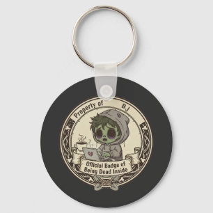 Porte-clés Badge « Mort à l'intérieur » personnalisable