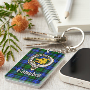 Porte-clés Badge/Rectangle de tartan du clan Campbell