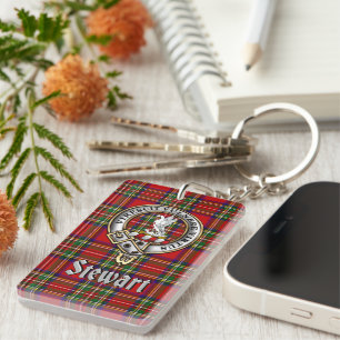 Porte-clés Badge/Rectangle de tartan du clan Stewart