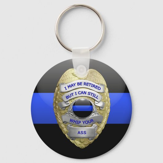 Porte-clés Badge Retraité Thin Blue Line (Recto)