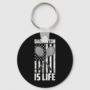 Porte-clés Badminton Is Life - Drapeau américain Vintage