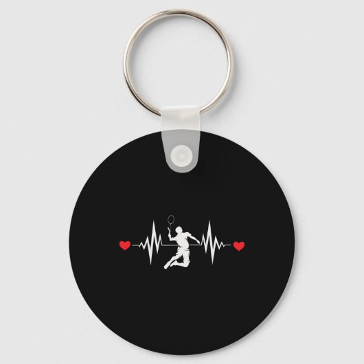 Porte-clés Badminton Lovers Heartbeat (Recto)