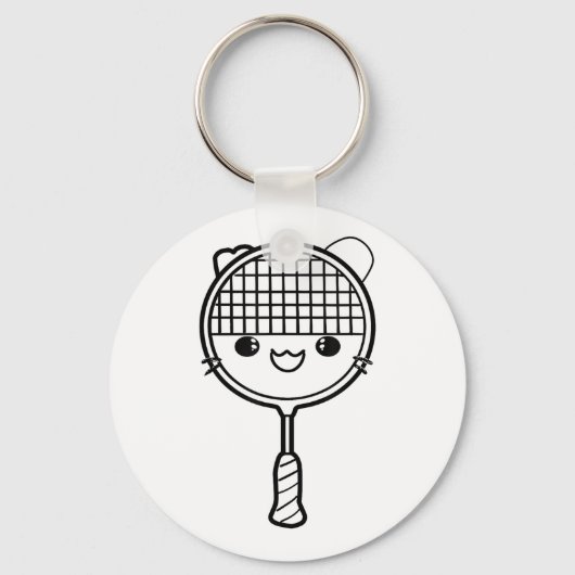 Porte-clés Badminton Racket Cartoon Look Shuttle Jeu (Recto)