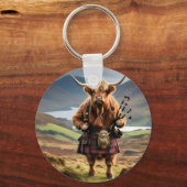 Porte-clés Bagpiper de vache écossaise Highland (Recto)