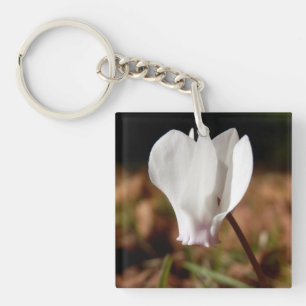 Porte-clés Bague à clé acrylique cyclamen blanc