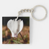 Porte-clés Bague à clé acrylique cyclamen blanc (Dos)