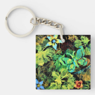 Porte-clés Bague à clé acrylique Rodilius papillon et fleur