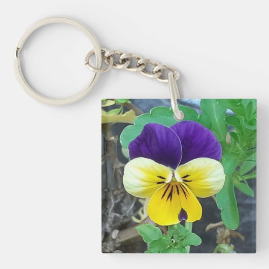Porte-clés Bague à clé acrylique violet et jaune (Devant)