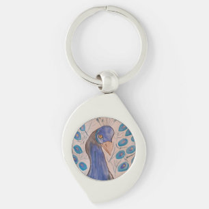 Porte-clés Bague à clé en métal bleu Peacock