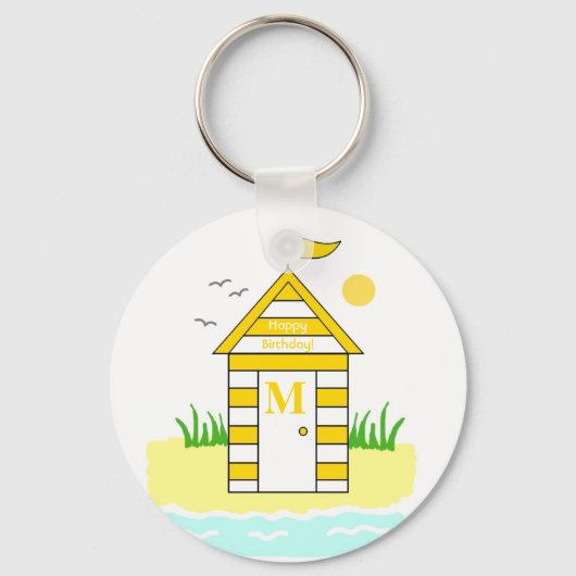 Porte-clés Bague à clé jaune hut Beach (Recto)