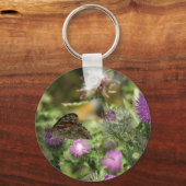 Porte-clés Bague à clé photo Papillon rose épine (Recto)