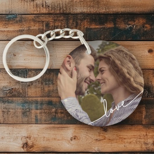 Porte-clés Bague à clé photo simple en couple de script