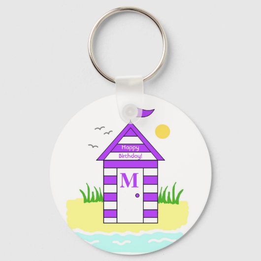 Porte-clés Bague à clé violet hut plage (Recto)