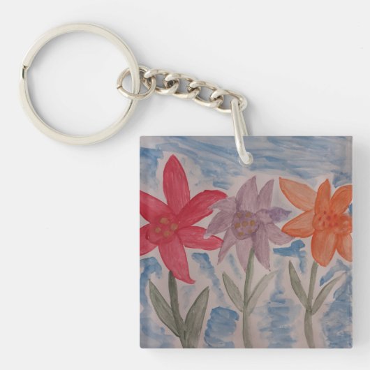Porte-clés Bague de clé acrylique des fleurs de lys (Devant)