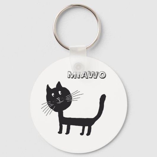 Porte-clés Bague de clé amusante du chat noir (Recto)