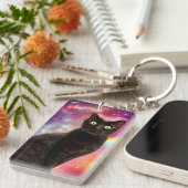 Porte-clés Bague de clé de chat espace (Devant droit)