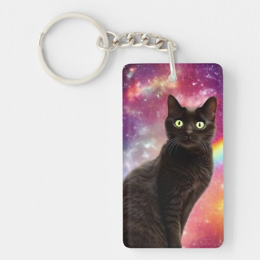 Porte-clés Bague de clé de chat espace (Devant)