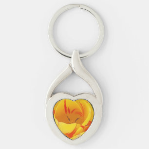 Porte-clés Bague de clé métallique de la Tulipe jaune