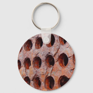 Porte-clés Bague de clé métallique perforée rouillée