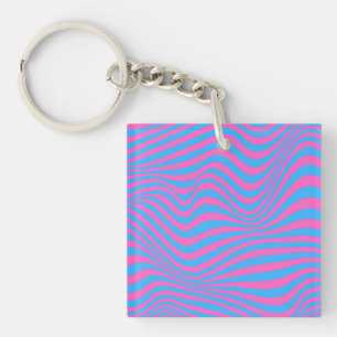 Porte-clés Bague de clé Motif d'illusion optique ondulée