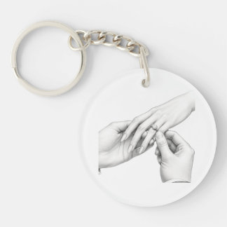 Porte-clés Bague de fiançailles Proposition Mains Marchandise