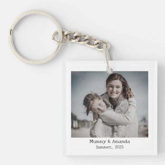 Porte-clés Bague de touche Collage photo et texte personnalis (Devant)