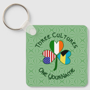 Porte-clés Bahamas Irlande USA Drapeaux Shamrock Votre nom