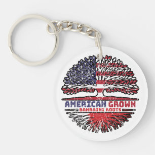 Porte-clés Bahrain Bahraini American USA Tree Roots Flag