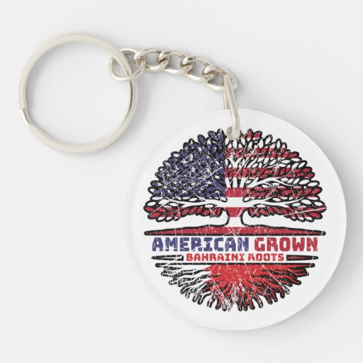 Porte-clés Bahrain Bahraini American USA Tree Roots Flag (Devant)
