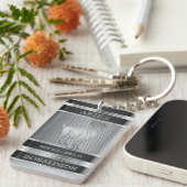 Porte-clés Baies ♈ en maille noire et argent (Devant droit)