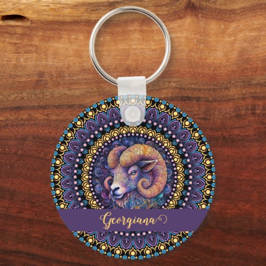 Porte-clés Baies Whimsical personnalisées Zodiac Dot Mandala (Recto)