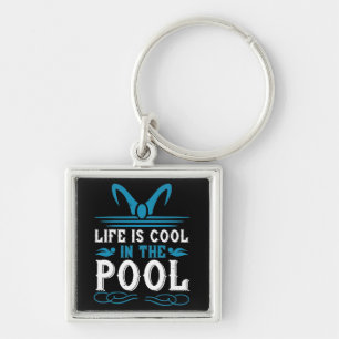Porte-clés Baignade - La vie est cool dans la piscine