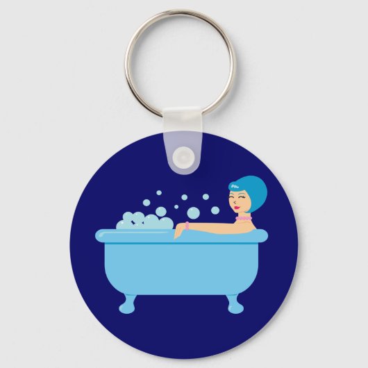 Porte-clés Baignoire de bulle rétro fille (Recto)