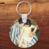 Porte-clés Bain d'enfant par Mary Cassatt Impressionnisme Vin (Recto)