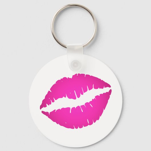 Porte-clés Baiser en bâton de lèvre rose chaud (Recto)