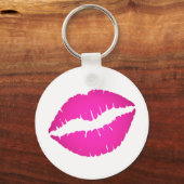 Porte-clés Baiser en bâton de lèvre rose chaud (Recto)