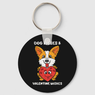Porte-clés Baisers de chien et vœux de la Saint-Valentin Cœur