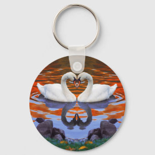 Porte-clés Baisers des cygnes dans l'amour, cous de forme de