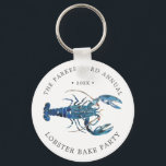 Porte-clés Bake de homard bleu océan<br><div class="desc">Personnalisé Blue Lobster thème de la nourriture papier de conservation porte - clés pour votre prochaine soirée de biscuits de homard ou de fruits de mer. Il présente une illustration de style aquarelle d'un homard bleu. Il y a des endroits autour de ce site pour vos informations uniques sur l'événement....</div>