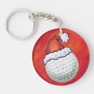 Porte-clés Bal de golf à Santa Hat sur Red