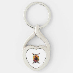 Porte-clés Balai de minuit Vintage Sorcière Halloween Graphiq