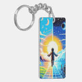 Porte-clés Balance des mondes - Futuriste Pixel Art Tech (Devant gauche)