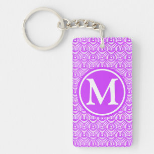 Porte-clés Balances de poisson violet monogramme