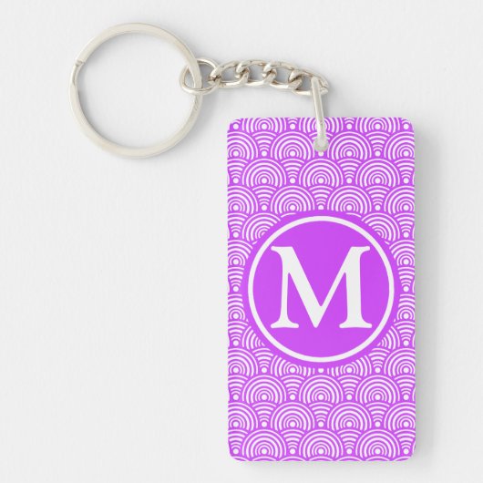 Porte-clés Balances de poisson violet monogramme (Devant)