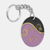 Porte-clés Balayage noir pourpre avec initial (Devant gauche)